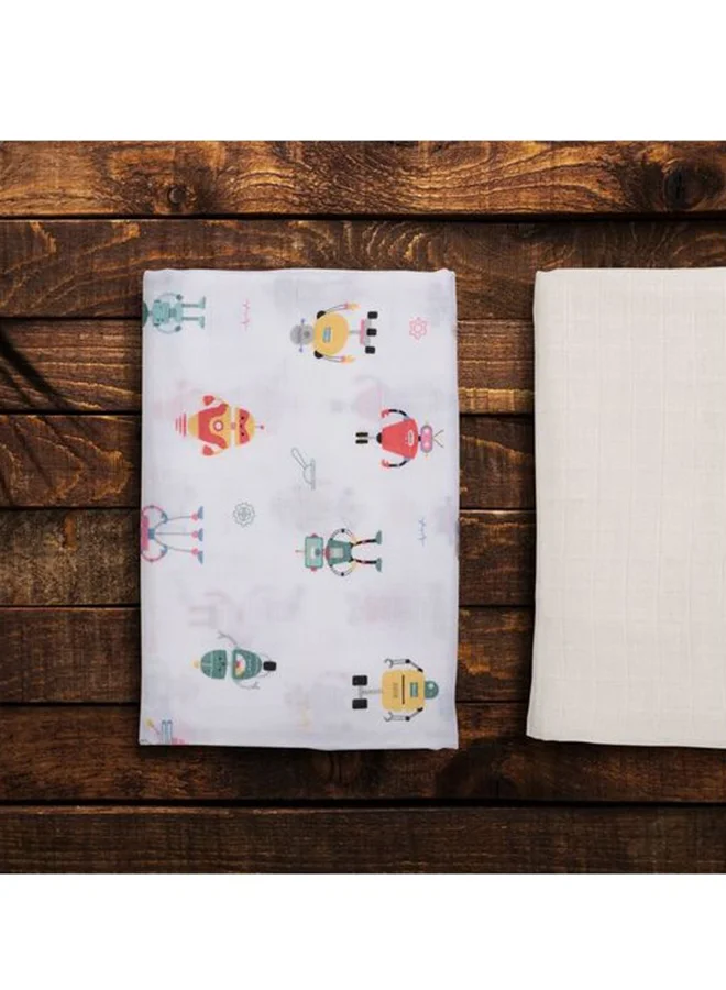 أنفي بيبي Anvi Baby Set of 2 Organic Bamboo Swaddle- Lunar Robots