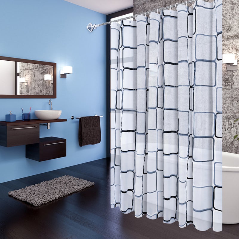 🚽 ستارة دش لطيفة 180x220 سم بنقش شبكي مقاومة للماء لتزيين الحمام - Image 5
