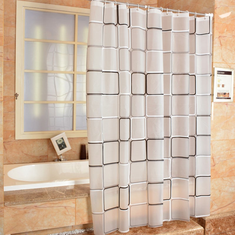 🚽 ستارة دش لطيفة 180x220 سم بنقش شبكي مقاومة للماء لتزيين الحمام - Image 2