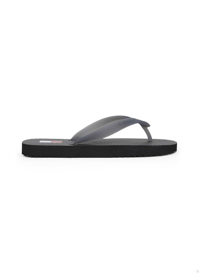 TOMMY JEANS Women's Logo Flip Flops - Faux Leather, Black  - Image 1
