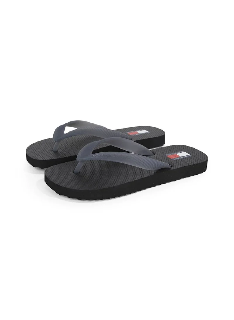 TOMMY JEANS Women's Logo Flip Flops - Faux Leather, Black