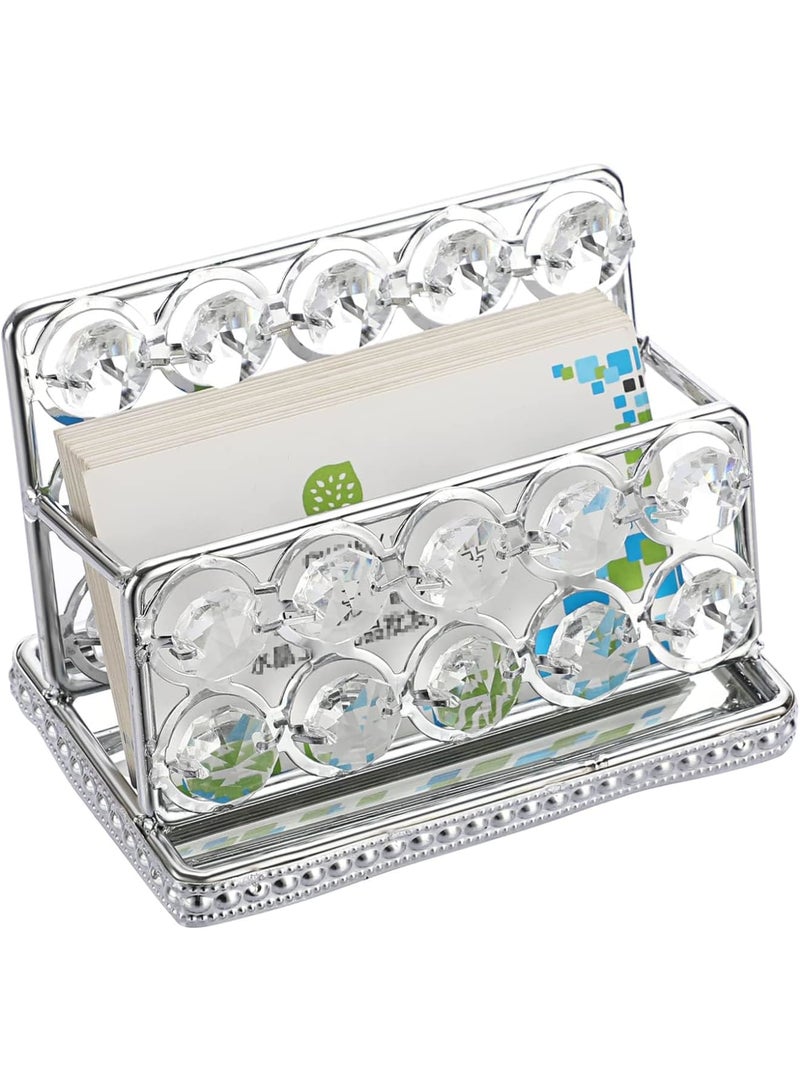 SOLARAE Crystal Business Card Holder Stand, Mirrored Name Card Display, Card Stand Organizer Desktop Business Card Storage Holder for Office Countertop (Silver,1 Slot) - Image 5