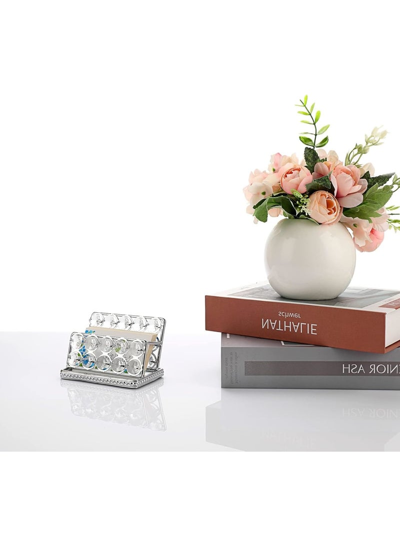 SOLARAE Crystal Business Card Holder Stand, Mirrored Name Card Display, Card Stand Organizer Desktop Business Card Storage Holder for Office Countertop (Silver,1 Slot) - Image 3