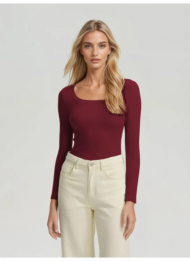 Kotty Kotty Ribbed Long Sleeve Slim Fit T-Shirt