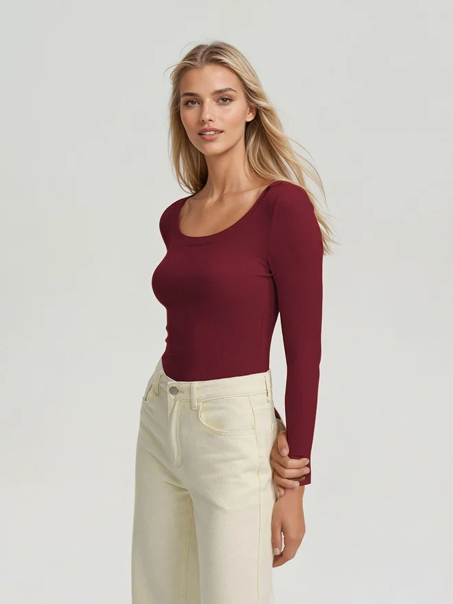 Kotty Kotty Ribbed Long Sleeve Slim Fit T-Shirt