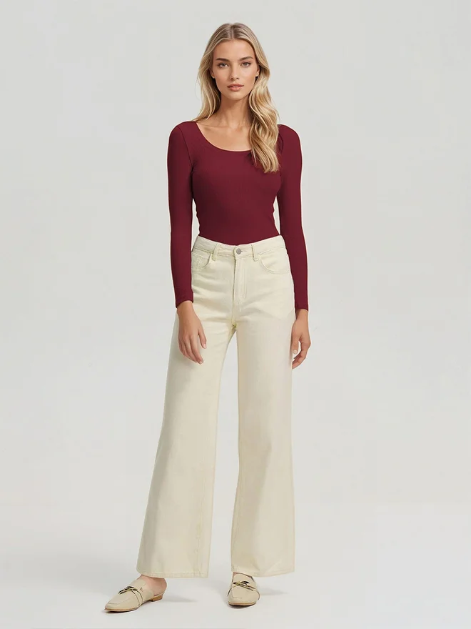 Kotty Kotty Ribbed Long Sleeve Slim Fit T-Shirt