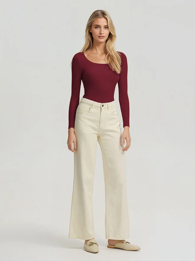 Kotty Kotty Ribbed Long Sleeve Slim Fit T-Shirt