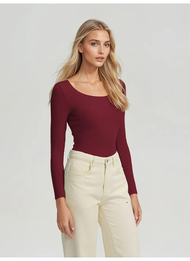 Kotty Kotty Ribbed Long Sleeve Slim Fit T-Shirt