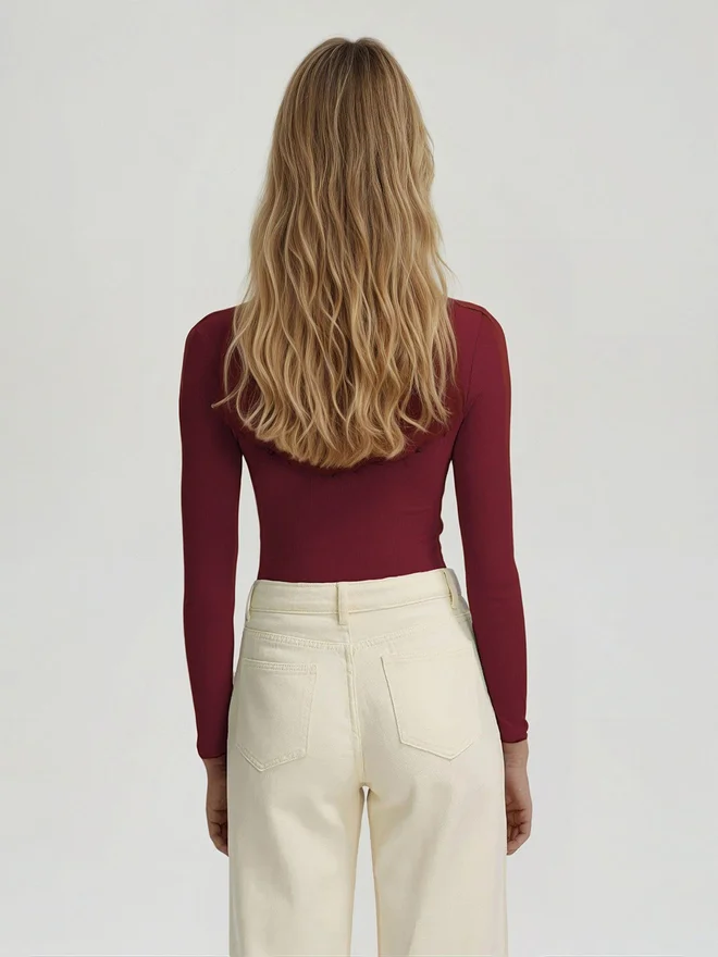 Kotty Kotty Ribbed Long Sleeve Slim Fit T-Shirt