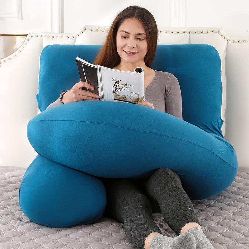 Elover Pregnancy Must Haves Pregnancy Pillow for Sleeping U Shaped Full Body Maternity Pillow with Removable Cooling Cover for Pregnant Women(57 in,Jersey Royal Blue) - Image 5
