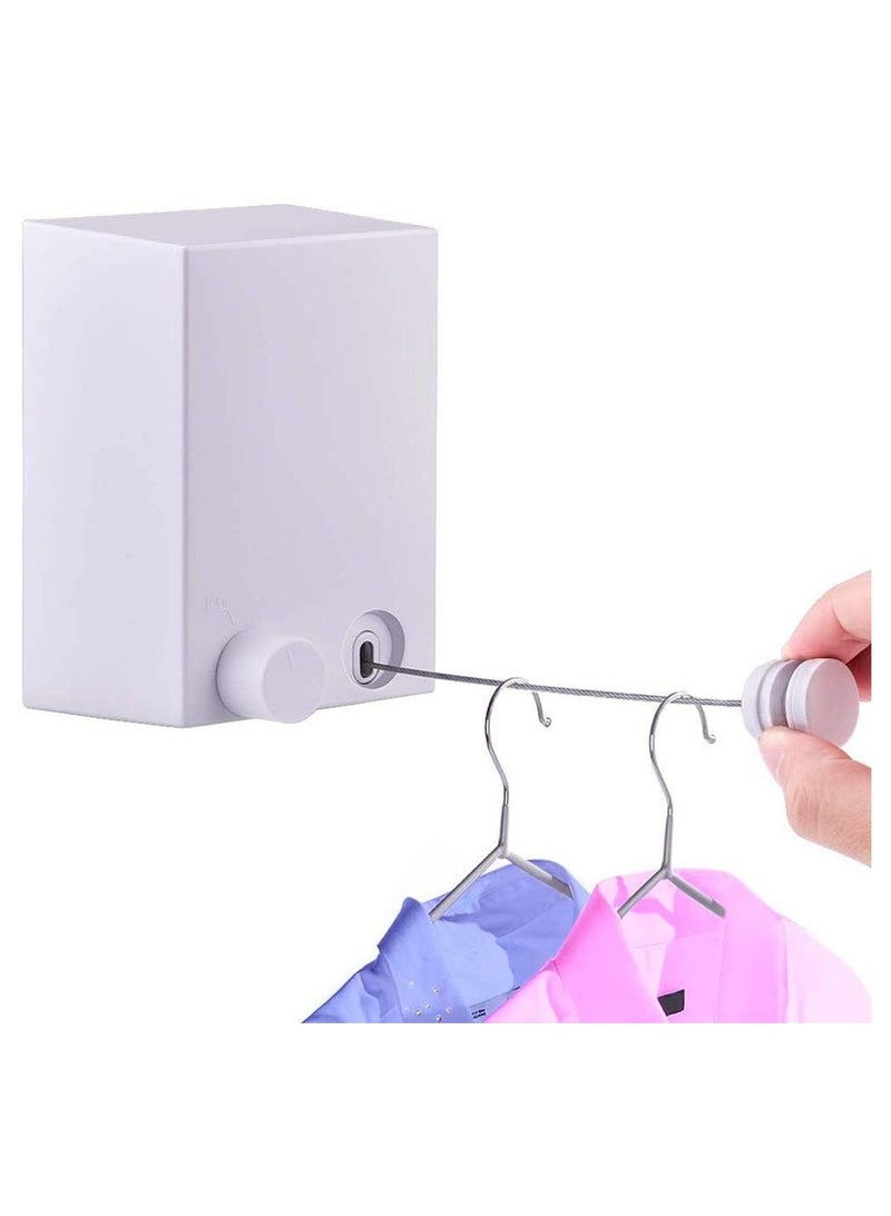 "Retractable Clothesline – 13.8 FT Heavy-Duty Stainless Steel Drying Line, Wall-Mounted Adjustable Laundry Rope with ABS Case, Space-Saving Indoor & Outdoor Clothes Dryer for Home, Bathroom, Balcony & Hotel (White)  - Image 1