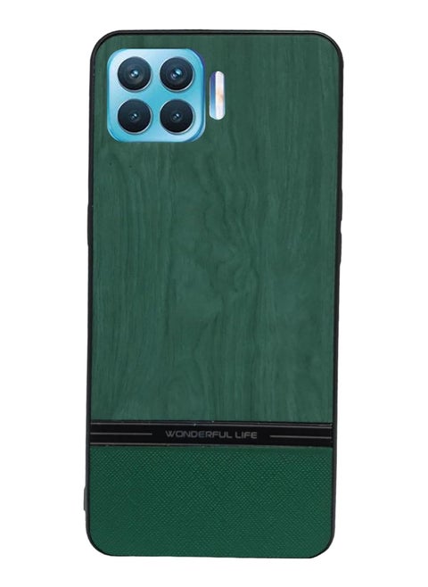Elmo3ezz Shockproof Wood Grain Skin PU and TPU Shockproof Luxury Phone Case for Oppo A93 (Green)