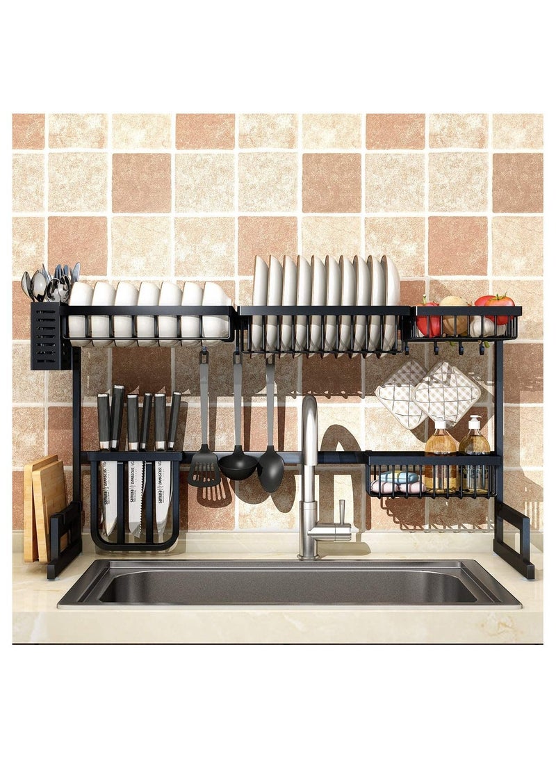 DubaiGallery Dish Drying Rack Over Sink, Drainer Shelf for Kitchen Supplies Storage Counter Organizer Utensils Holder Stainless Steel Display- Kitchen Space Save Must Have - Image 2