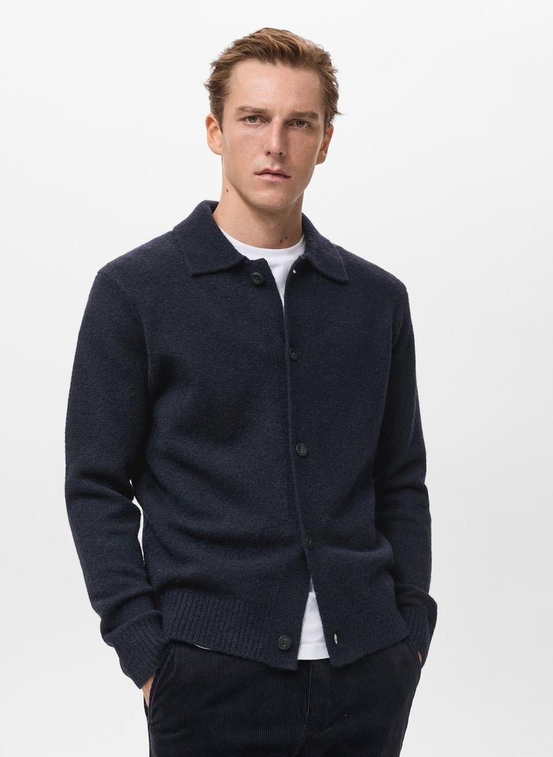 Mango Man Knitted wool blend cardigan - Image 1
