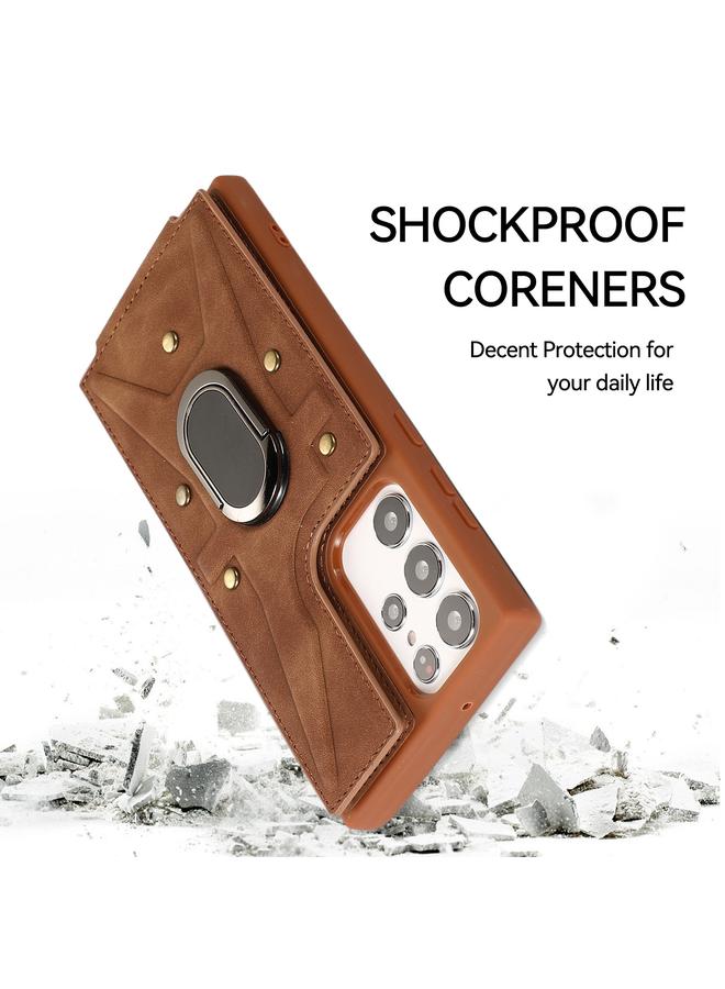 S-TOP Case For Samsung Galaxy S23 Ultra 5G Armor Ring Wallet Back Cover Phone Case - Image 3