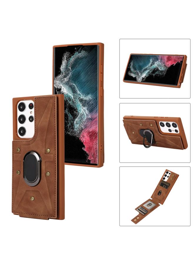 S-TOP Case For Samsung Galaxy S23 Ultra 5G Armor Ring Wallet Back Cover Phone Case - Image 1