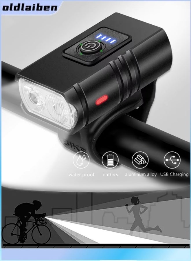 oldlaiben Bicycle Light, Rechargeable Bicycle Lights Set Super IPX5 Waterproof Bike Lights for Night Riding/Cycling Safety,Easy to Install for Men Women Road Mountain Cycling (Black)  - Image 1