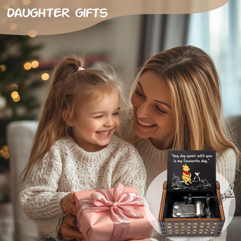 Litenx Cute Bear Best Friend Wood Music Box Gifts for Women, Friendship BBF Daughter Gifts for Christmas Birthday, Any Day Spent with You is My Favourite Day. - Image 2