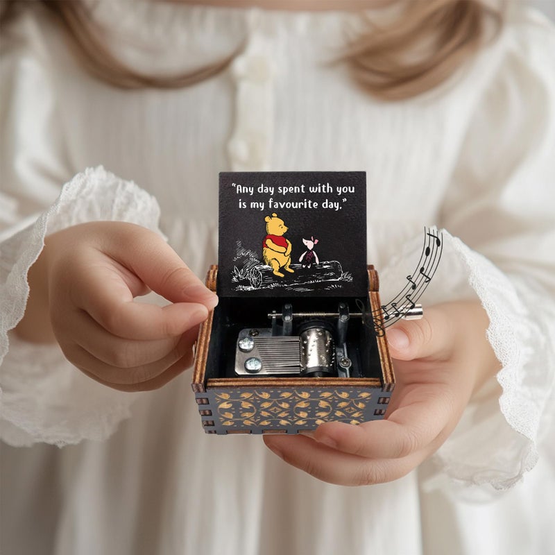 Litenx Cute Bear Best Friend Wood Music Box Gifts for Women, Friendship BBF Daughter Gifts for Christmas Birthday, Any Day Spent with You is My Favourite Day. - Image 3