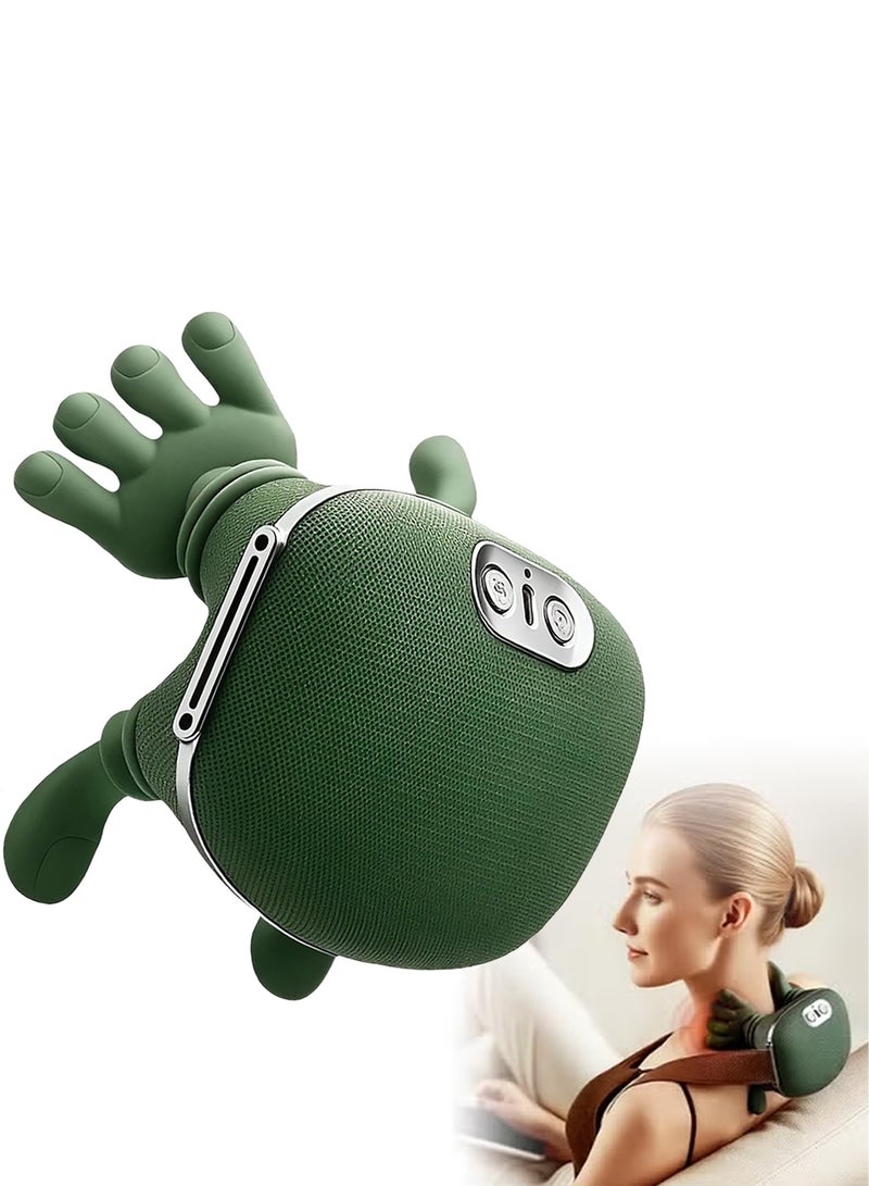 CUBEXELL New Biomimetic Heated Massager Portable Acupressure Neck and Back Massager Electric Deep Tissue 4d Kneading Massage Simulated Human Hand Design Relieves Pain and Relaxes Muscles (Green) - Image 1