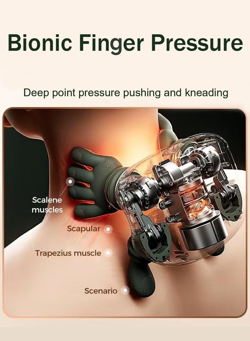CUBEXELL New Biomimetic Heated Massager Portable Acupressure Neck and Back Massager Electric Deep Tissue 4d Kneading Massage Simulated Human Hand Design Relieves Pain and Relaxes Muscles (Green) - Image 3