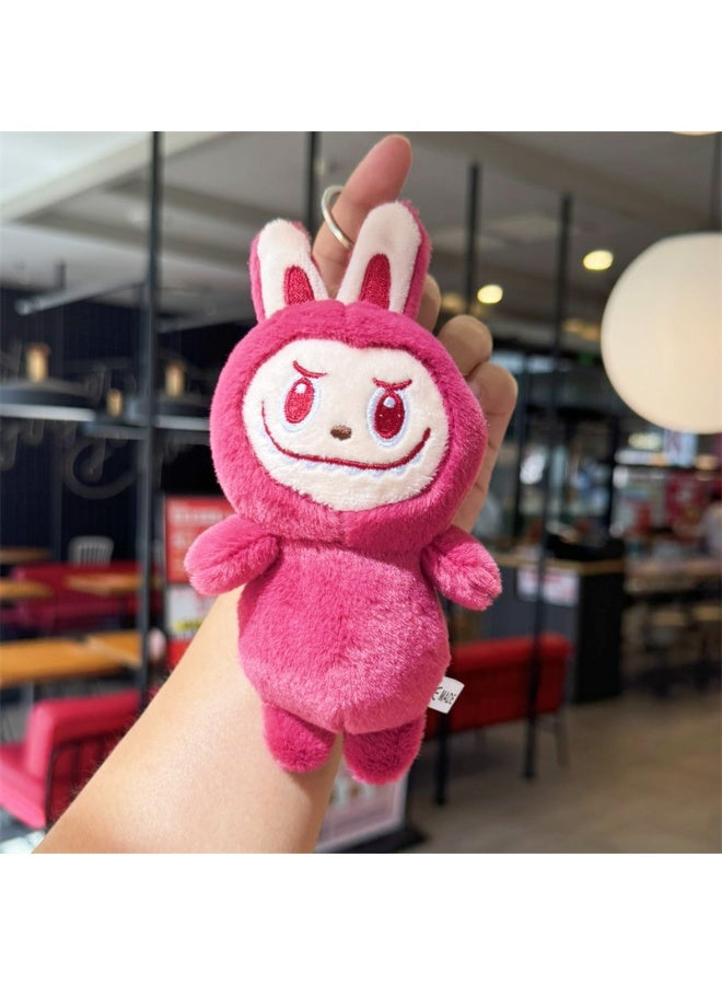 New Labubu Plush Toy Keychain Charm Gift Frowned rag wine red 