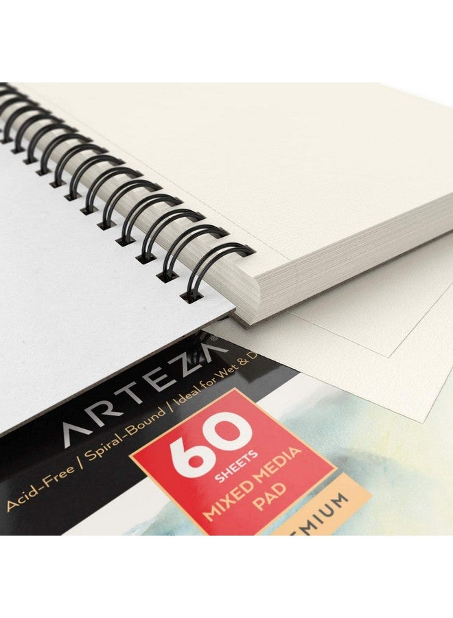 آرتيزا دفتر رسم ARTEZA متعدد الوسائط، 5.5 × 8.5 بوصة، عبوة من 3 قطع، 60 ورقة لكل قطعة، مغلف بورق حلزوني مثقوب بدقة للوسائط الرطبة والجافة - Image 5