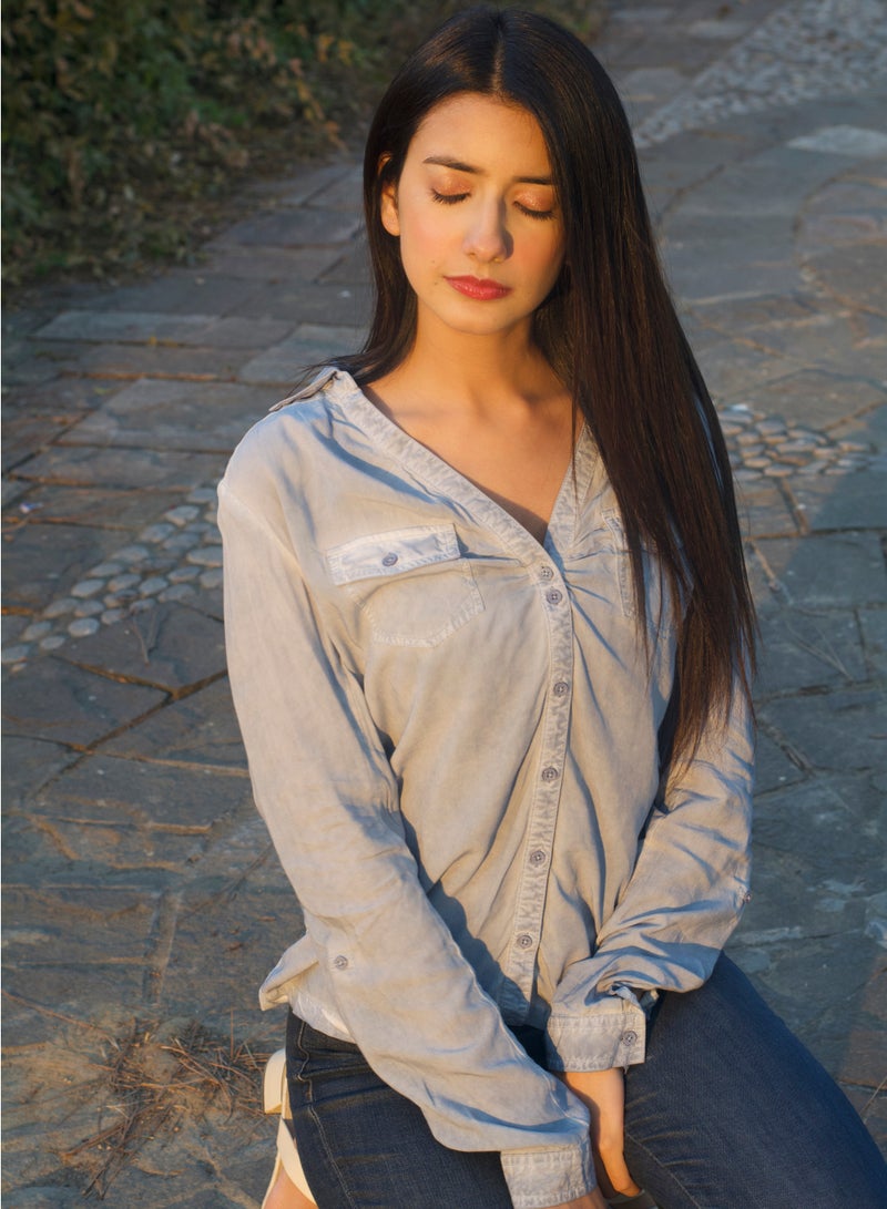 P FOR PRETTY Blue ombre shirt - Image 3