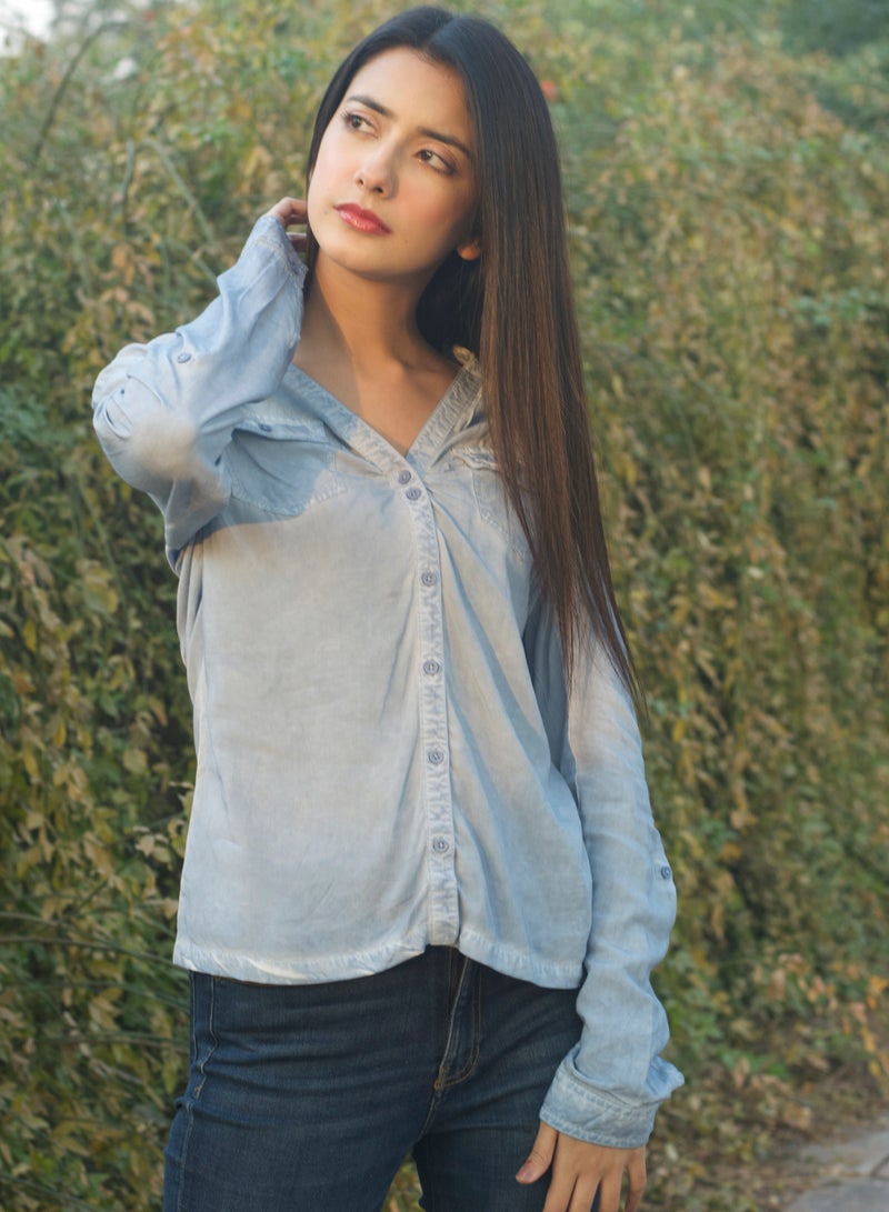 P FOR PRETTY Blue ombre shirt - Image 5