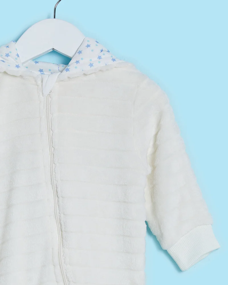 REDTAG Baby Ivory Hooded  Romper Suit