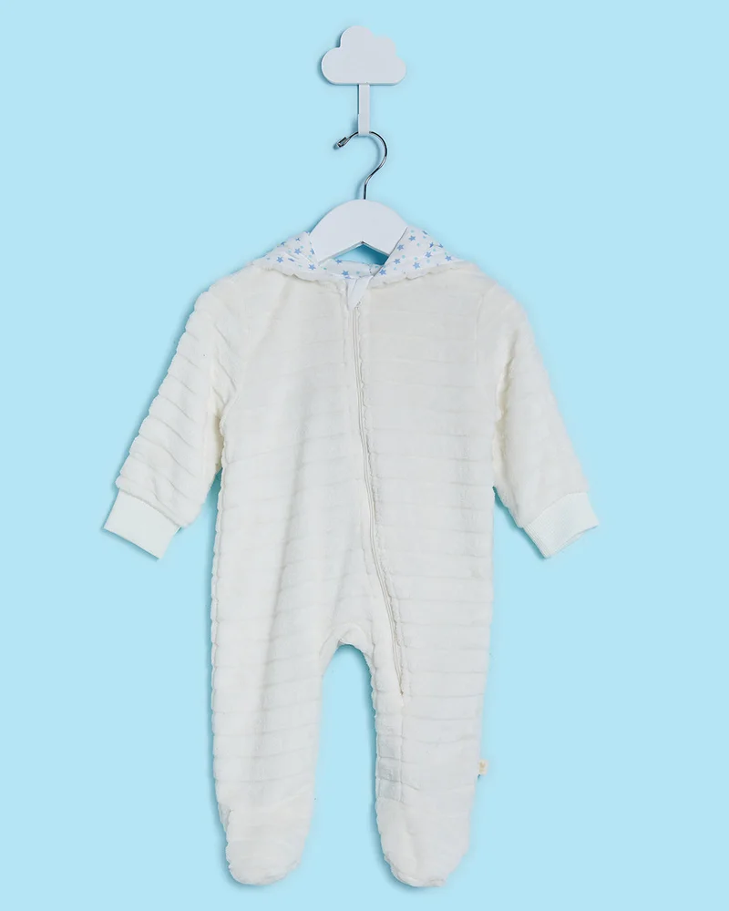 REDTAG Baby Ivory Hooded  Romper Suit