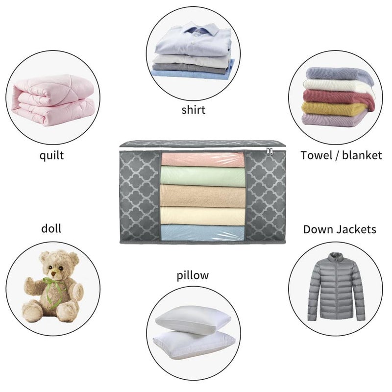 Acnos Clothes Storage Organizer Grey Design White Chain 4 Piece Non Woven Large Size Cloth Cover Set Pack Of 4 - Image 2