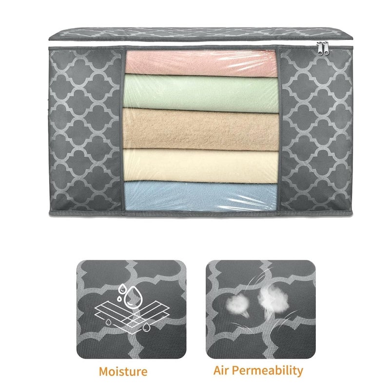 Acnos Clothes Storage Organizer Grey Design White Chain 4 Piece Non Woven Large Size Cloth Cover Set Pack Of 4 - Image 4