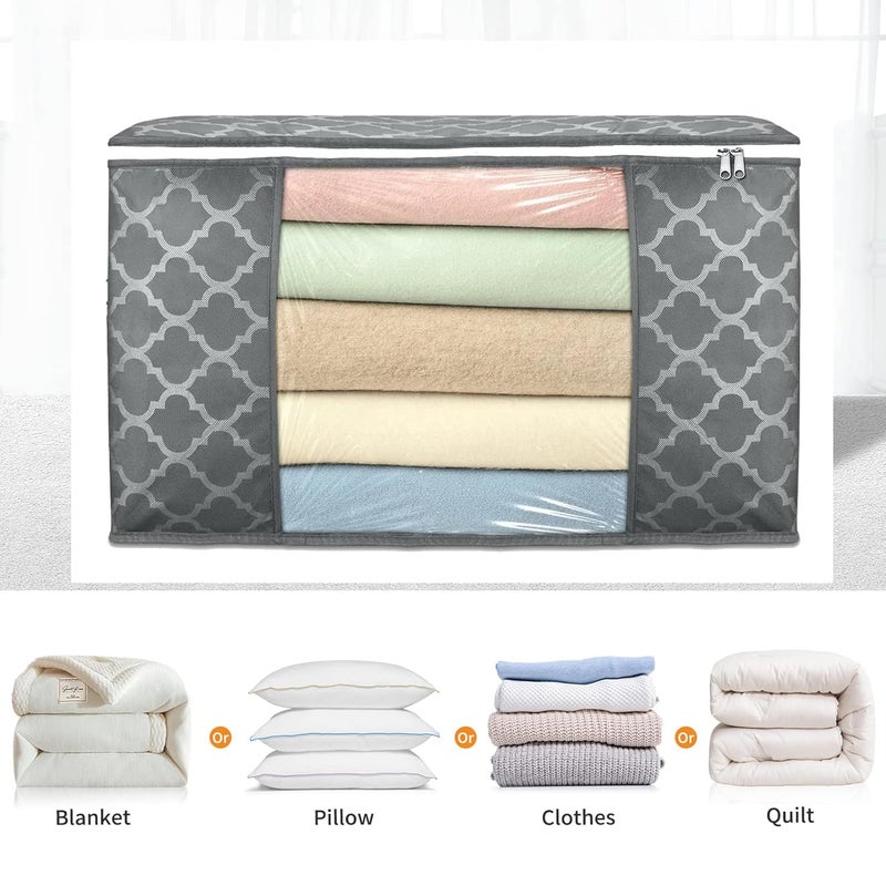 Acnos Clothes Storage Organizer Grey Design White Chain 4 Piece Non Woven Large Size Cloth Cover Set Pack Of 4 - Image 3