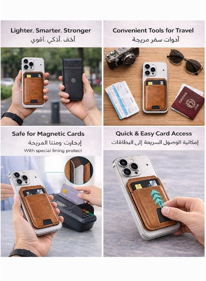 محفظة بطاقات مغناطيسية للآيفون 17/16/15/14/13/12 – حافظة MagSafe جلد فاخر مع 3 فتحات للبطاقات ونافذة للهوية، تثبيت مغناطيسي قوي بتصميم نحيف وبسيط - Image 5
