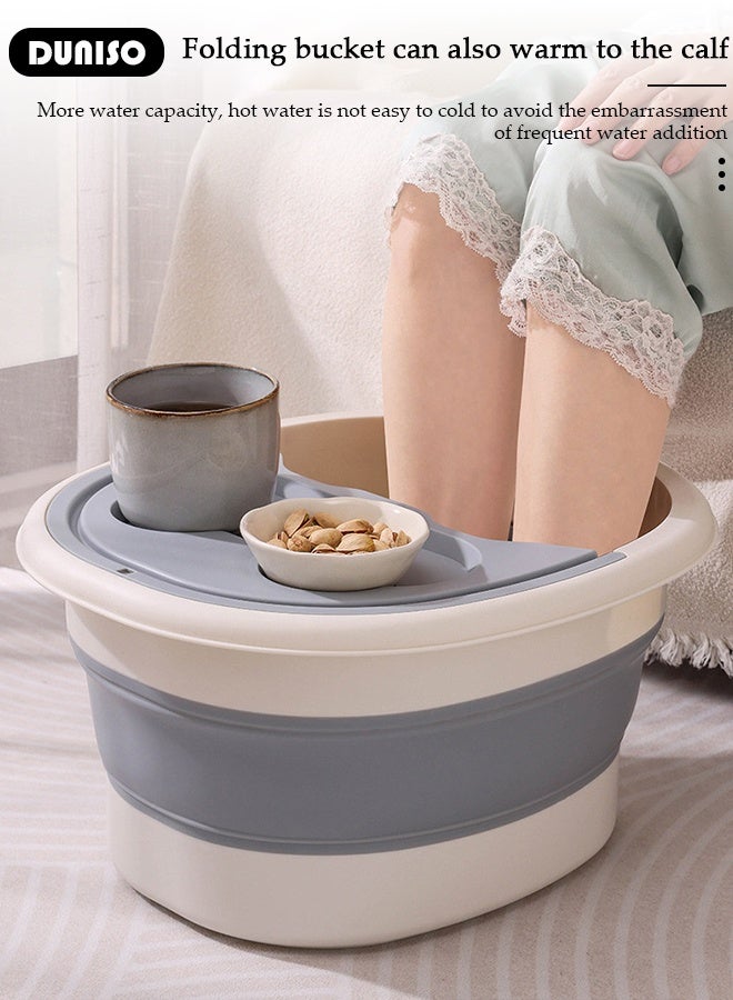 DUNISO Collapsible Foot Soak Tub Foldable Foot Bath Tub With Cover Large Capacity Foot Washing Basin Portable Foot Bath Basin for Soaking Feet Storable Plastic Foot Soaking Tub for At Home Relax Foot Spa Treatment  - Image 2