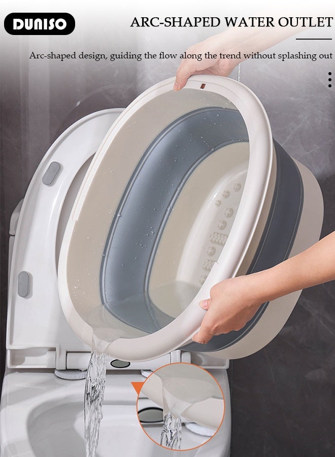 DUNISO Collapsible Foot Soak Tub Foldable Foot Bath Tub With Cover Large Capacity Foot Washing Basin Portable Foot Bath Basin for Soaking Feet Storable Plastic Foot Soaking Tub for At Home Relax Foot Spa Treatment  - Image 4