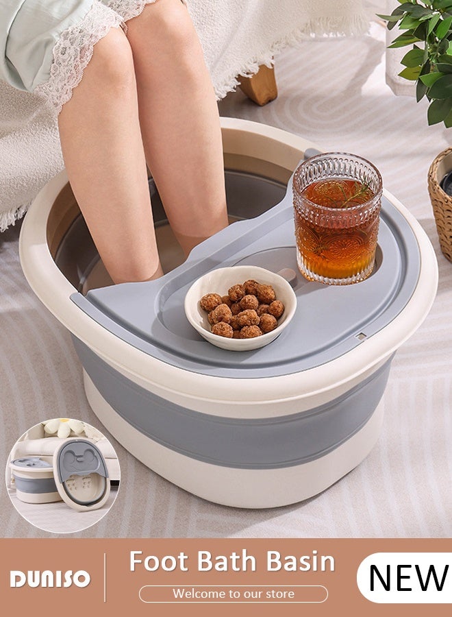 DUNISO Collapsible Foot Soak Tub Foldable Foot Bath Tub With Cover Large Capacity Foot Washing Basin Portable Foot Bath Basin for Soaking Feet Storable Plastic Foot Soaking Tub for At Home Relax Foot Spa Treatment  - Image 1