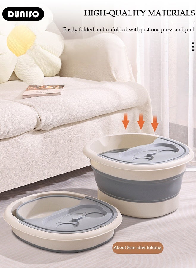 DUNISO Collapsible Foot Soak Tub Foldable Foot Bath Tub With Cover Large Capacity Foot Washing Basin Portable Foot Bath Basin for Soaking Feet Storable Plastic Foot Soaking Tub for At Home Relax Foot Spa Treatment  - Image 3