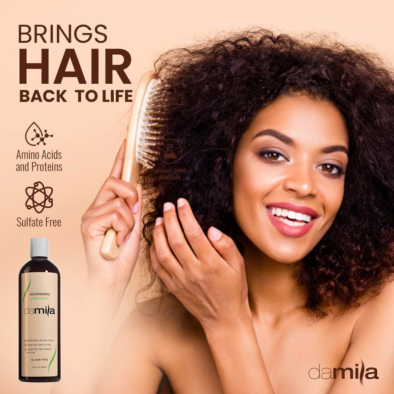 damila Nourishing Conditioner with Keratin & Aloe Vera - Perfect for Damaged, Frizzy, Curly, or Dry Hair (33.8 Fl Oz) - Image 5