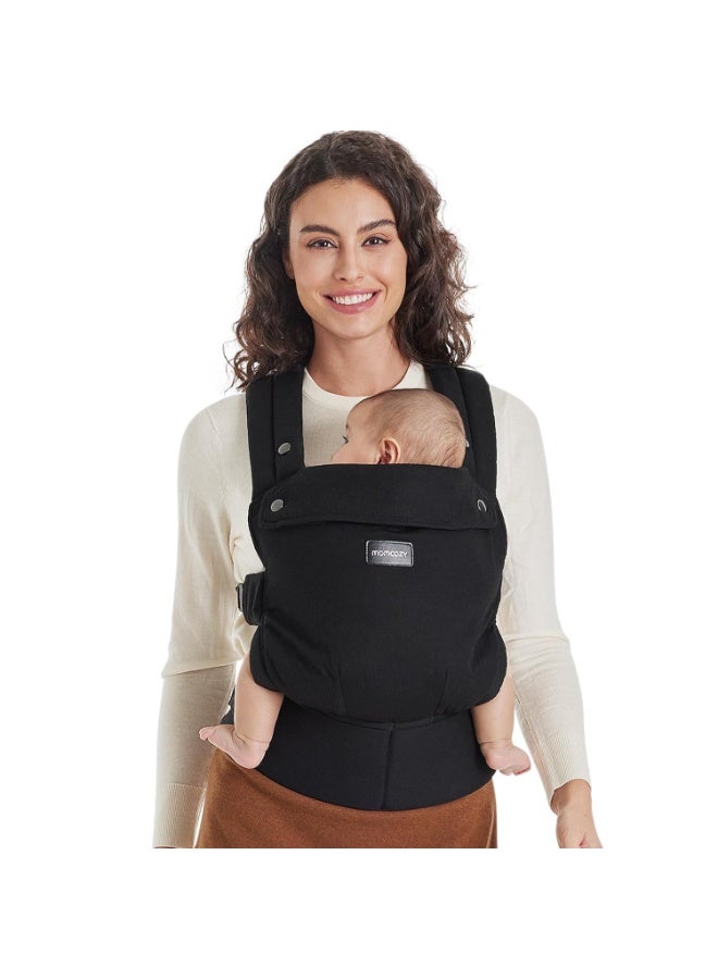 Momcozy Baby Carrier - Ergonomic, Cozy and Lightweight Carrier for 7-45lbs, Effortless to Put On, Ideal for Hands-Free Parenting, Enhanced Lumbar Support, Purehug for Infant to Toddler, Black - Image 1