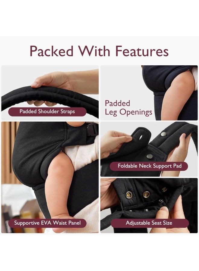 Momcozy Baby Carrier - Ergonomic, Cozy and Lightweight Carrier for 7-45lbs, Effortless to Put On, Ideal for Hands-Free Parenting, Enhanced Lumbar Support, Purehug for Infant to Toddler, Black - Image 5