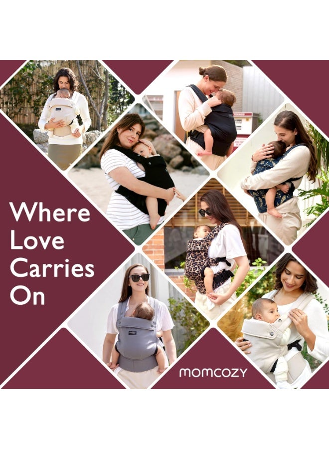Momcozy Baby Carrier - Ergonomic, Cozy and Lightweight Carrier for 7-45lbs, Effortless to Put On, Ideal for Hands-Free Parenting, Enhanced Lumbar Support, Purehug for Infant to Toddler, Black - Image 4