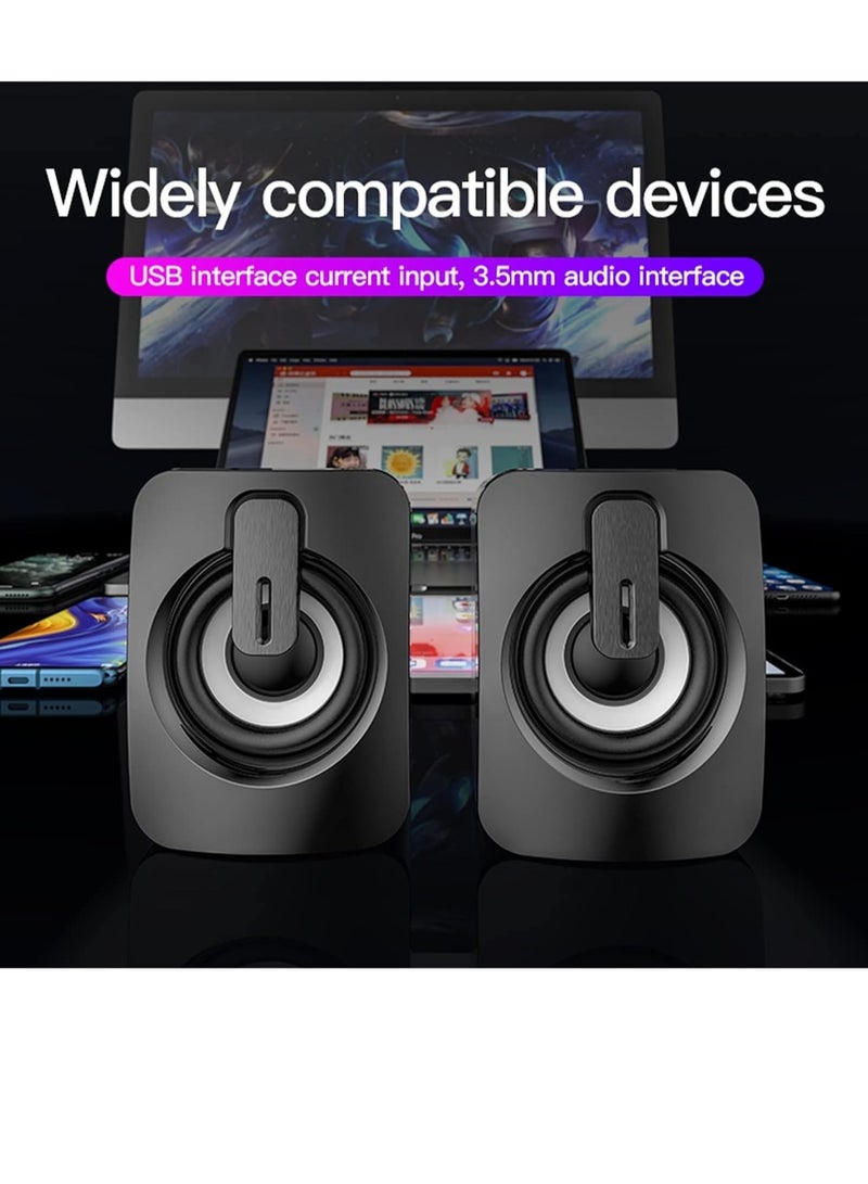 Mini Computer Speaker USB - 3W*2 RGB Lights Wired Stereo - 3.5mm Jack + 2.0 USB Powered For Gaming/Movie/Music/PC/Laptop - Image 2
