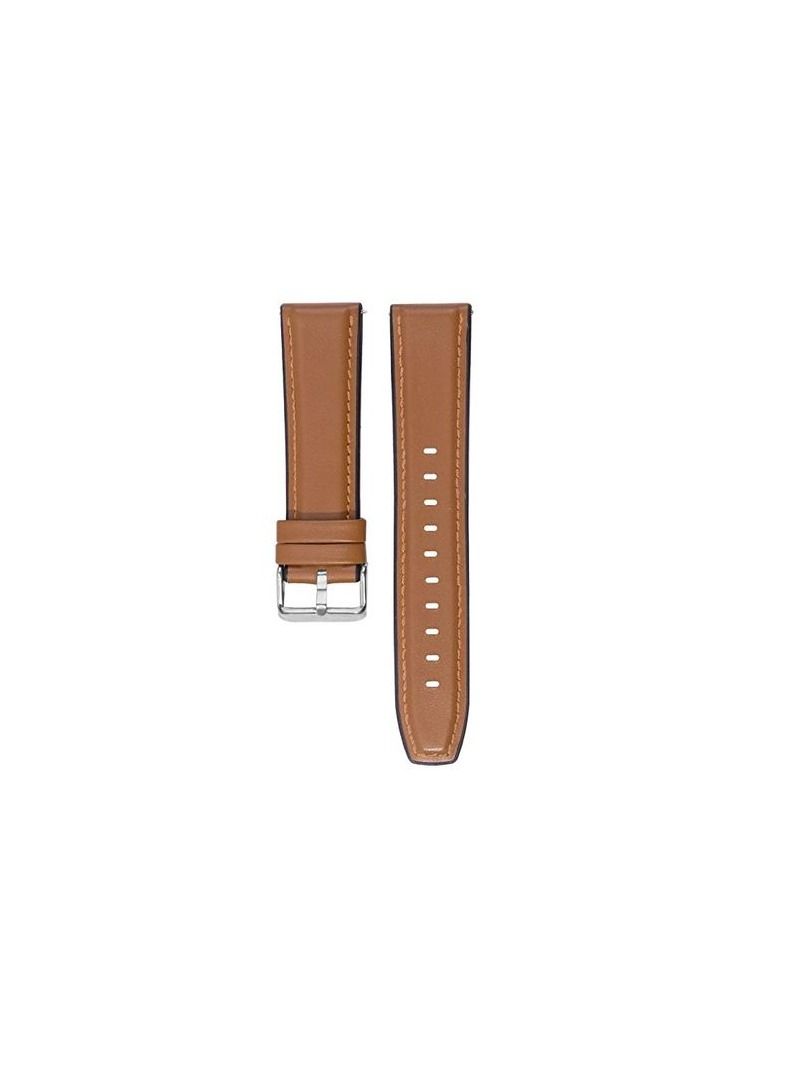 22mm Silicone Leather Replacement Strap Watchband For Huawei Watch GT4 Max Smart Watch 46mm - Camel Silver Buckle - Image 2