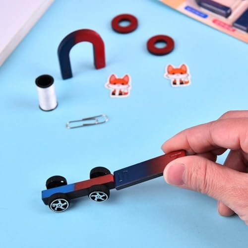 KRAFTMASTERS Science Magnets Set for Education Science School Classroom Experiment Tools for Kids Including Bar/Ring/Horseshoe/Thread/Car Magnets (N0:-3) - Image 2