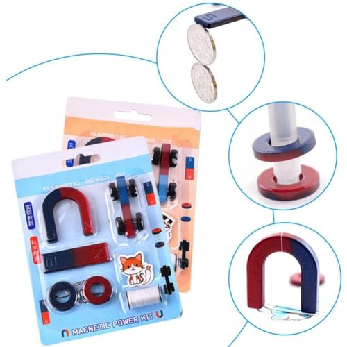 KRAFTMASTERS Science Magnets Set for Education Science School Classroom Experiment Tools for Kids Including Bar/Ring/Horseshoe/Thread/Car Magnets (N0:-3) - Image 3