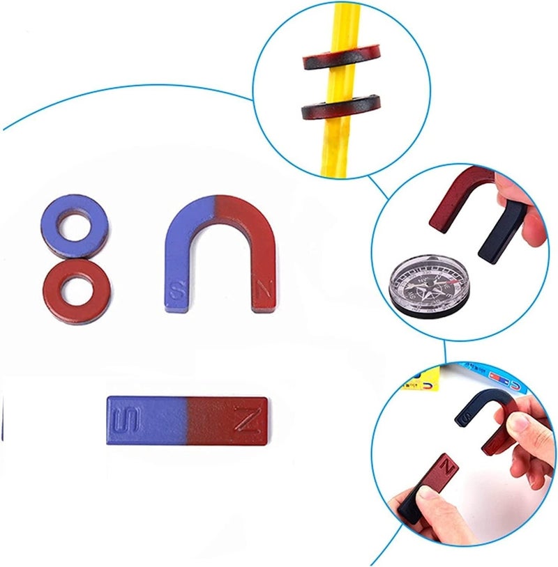 KRAFTMASTERS Science Magnets Set for Education Science School Classroom Experiment Tools for Kids Including Bar/Ring/Horseshoe/Thread/Car Magnets (N0:-3) - Image 4
