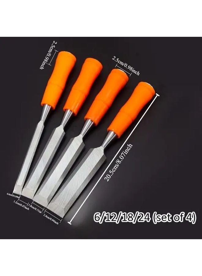 High Carbon Steel Wood Chisels Set Of 4 Professional Woodworking Tools Durable Construction - Image 3