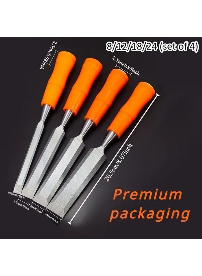 High Carbon Steel Wood Chisels Set Of 4 Professional Woodworking Tools Durable Construction - Image 1